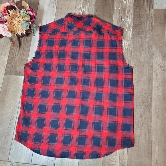 LOGEEYEAR Men's Sleeveless Plaid Flannel Button Down Shirt Vest Size XL NWOT - Picture 13 of 13